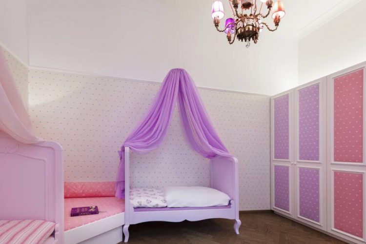 girl’s bedroom- princess style kid’s bedroom-children’s room pink lilac-children’s room design Vienna
